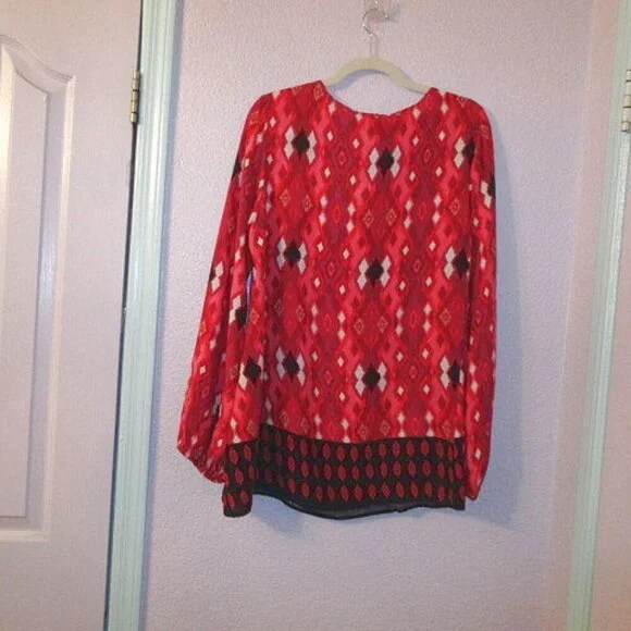 Vtg Scully Women's Top Size L Tunic Limited Edition iKat Balloon Sleeves Western - Picture 6 of 9